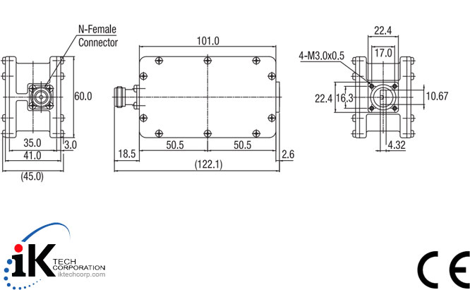 Norsat KU-BAND External Reference LNB F or N Type Connector Input 9000X Series Mechanical Diagram