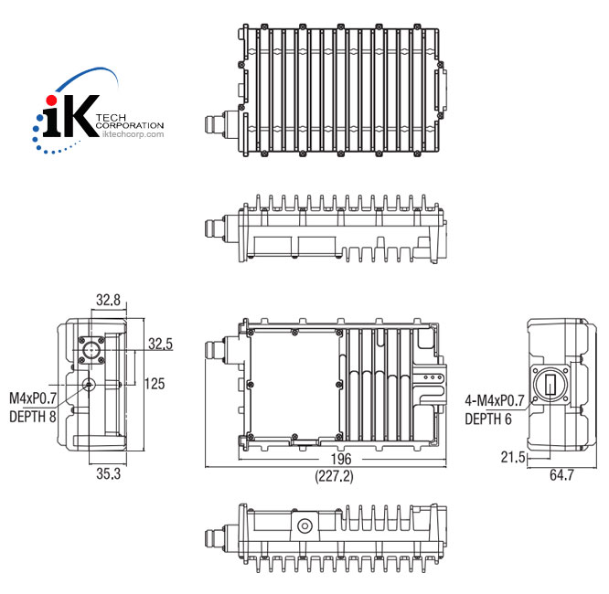 Norsat 1041XRTS Ku-BAND 4W NON-INVERTED Block Up Converter BUC N F Type Connector Input Series Mechanical Diagram Drawing