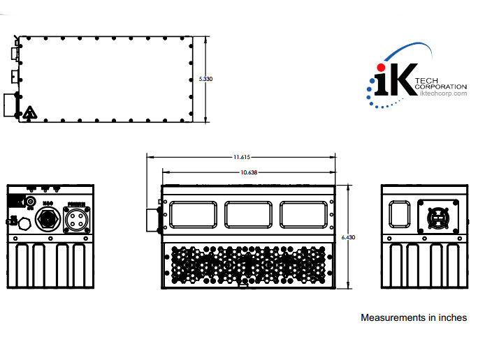 Norsat ATOM SSPA-ATOMKU100 Ku-BAND 100W Solid State Power Amplifier SSPA RF Frequencies Mechanical Diagram Drawing
