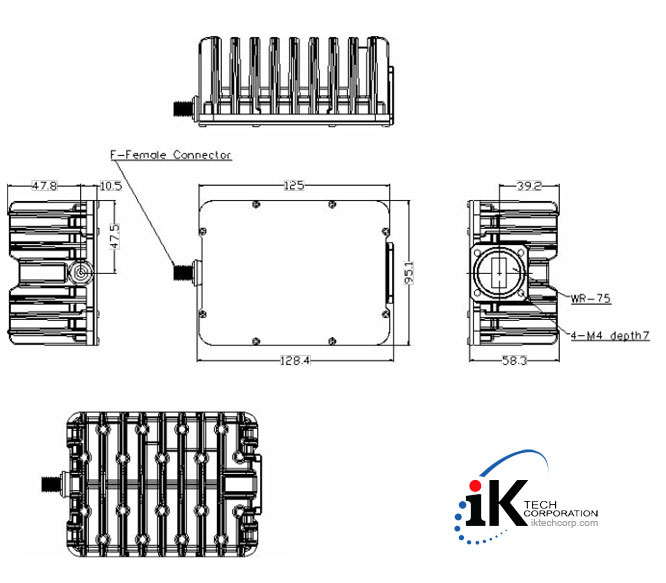 Norsat Element Ku-BAND 3W Block Up Converter BUC F N Type Connector Input Series Mechanical Diagram Drawing