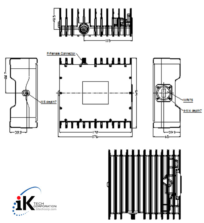 Norsat Element Ku-BAND 3W Block Up Converter BUC F N Type Connector Input Series Mechanical Diagram Drawing