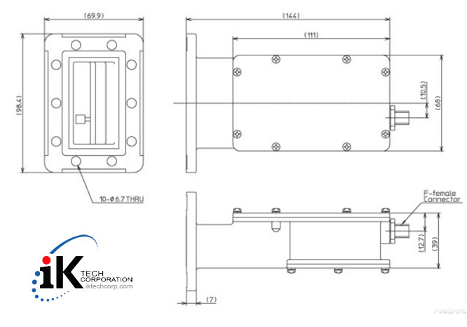 Norsat KU-BAND External Reference LNB F or N Type Connector Input 3000C  Series Mechanical Diagram