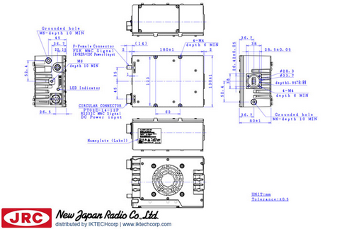 New Japan Radio NJRC  NJT8370NMRA  25W Ku-Band (Standard 14.0 to 14.5 GHz) Block Up Converter BUC N-Type Connector Input Mechanical Diagram Drawing