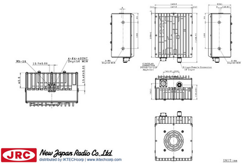 New Japan Radio NJRC   NJT5835L 5W Ka-Band (27.652 to 28.388 GHz) Block Up Converter BUC N-Type Connector Input Mechanical Diagram Drawing