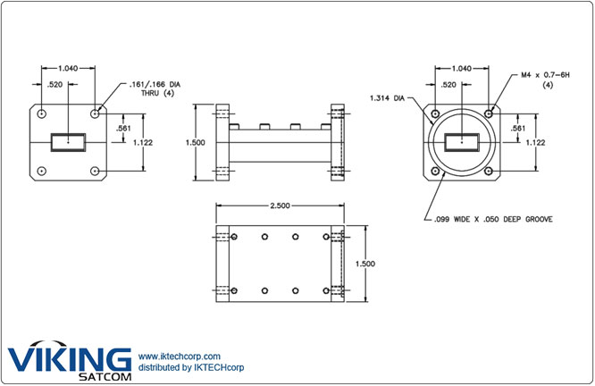 VIKING FLT-KUTRF Ku Band Transmit Reject Filter Product Picture, Price, Image, Pricing Mechanical Diagram