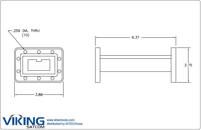 VIKING FLT-MFC12086XR-1 C band Transmit Reject Filters (3.7 – 4.2 GHz) Picture, Price, Image, Pricing Mechanical Diagram