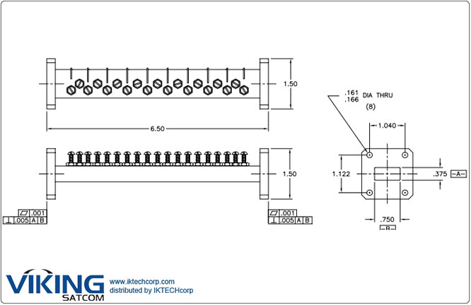 VIKING FLT-MFC16709 TI Filter, Ku Band Bandpass Filter (10.95 - 12.75GHz) Product Picture, Price, Image, Pricing Mechanical Diagram