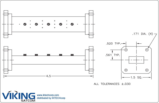 VIKING FLT-MFC9349 TI Filter, Ku Band Bandpass Filter (11.7 - 12.2GHz) Product Picture, Price, Image, Pricing Mechanical Diagram