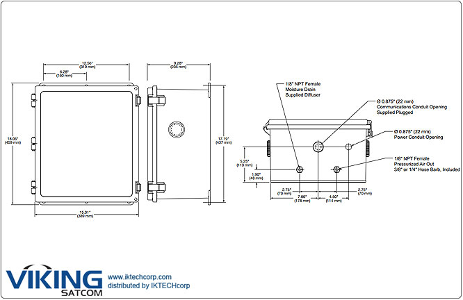 VIKING ETI-ADH-NETCOM-NEMA (23483) Automatic Air Dehydrator with Ethernet Communications for Outdoor & Mobile Applications Mechanical Diagram Drawing